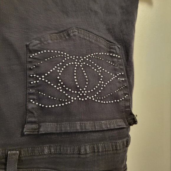 Vintage NYD Jeans - Dark Grey Wash - Bling/ Studs - Bootcut - Petite - Picture 7 of 9